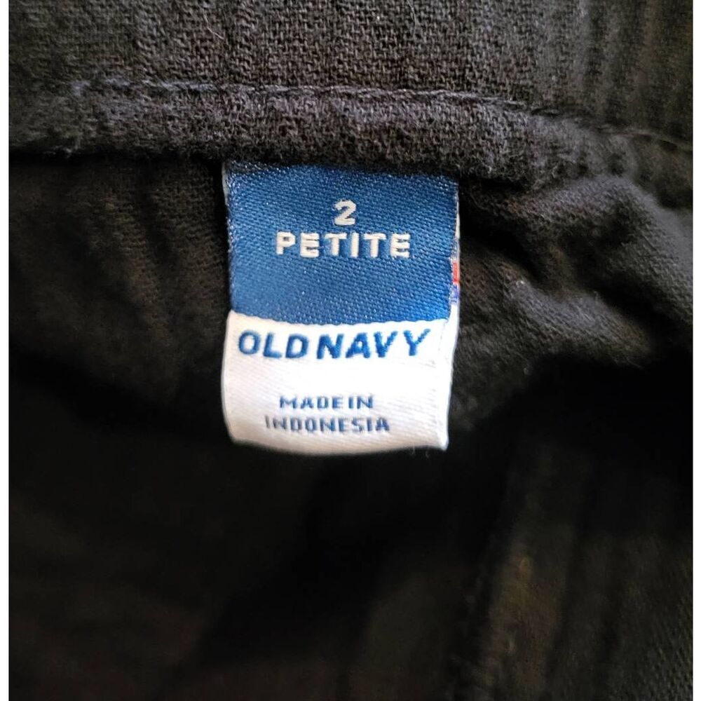 Old Navy Pants Women's 2 Petite Black High Rise Slouchy Cropped Tapered Gauze - Picture 4 of 5